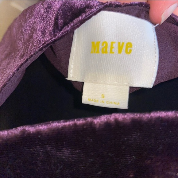 Anthropologie by MAEVE Plum Purple Velvet Overalls Jumpsuit Wide leg Boho Small - Picture 9 of 9